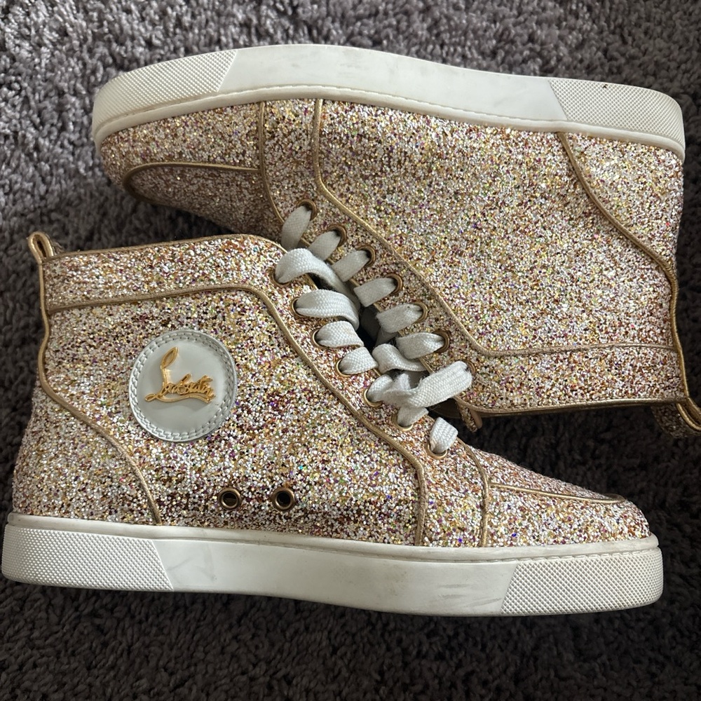 Christian Louboutin Louis Flat glitter high-top sneakers - Picture 2 of 4